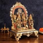 Brass Ram Darbar Stonework Set | 16" x 11.5" x 7.5" (40.6 x 29.2 x 19 cm) | 14.94 kg Complete Divine Family | Premium Temple Grade Murti